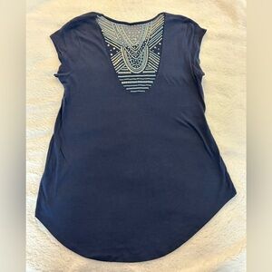 Women’s Size L Victoria’s Secret Blue Blouse with Beaded Back Detail
